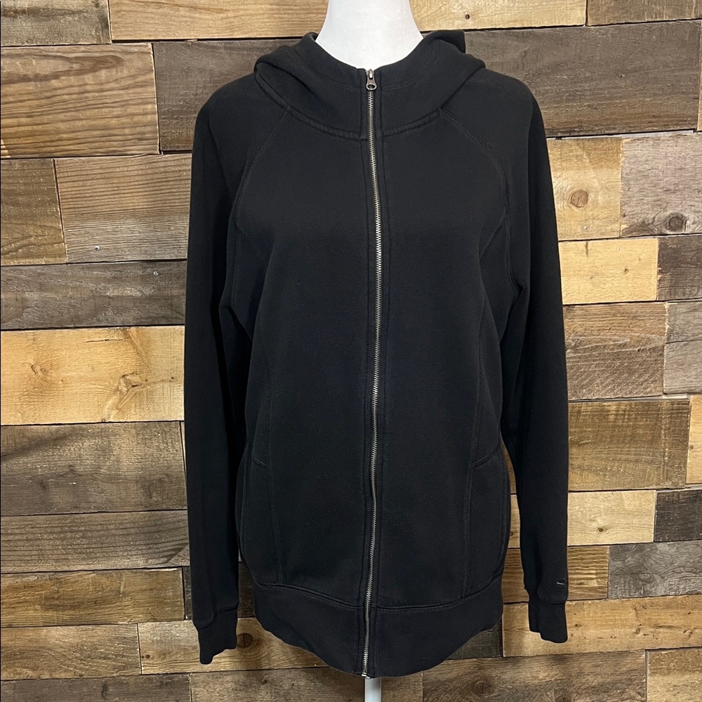 Champion Womens Black Cotton Blend Zip up Hoodie with pockets Size Large